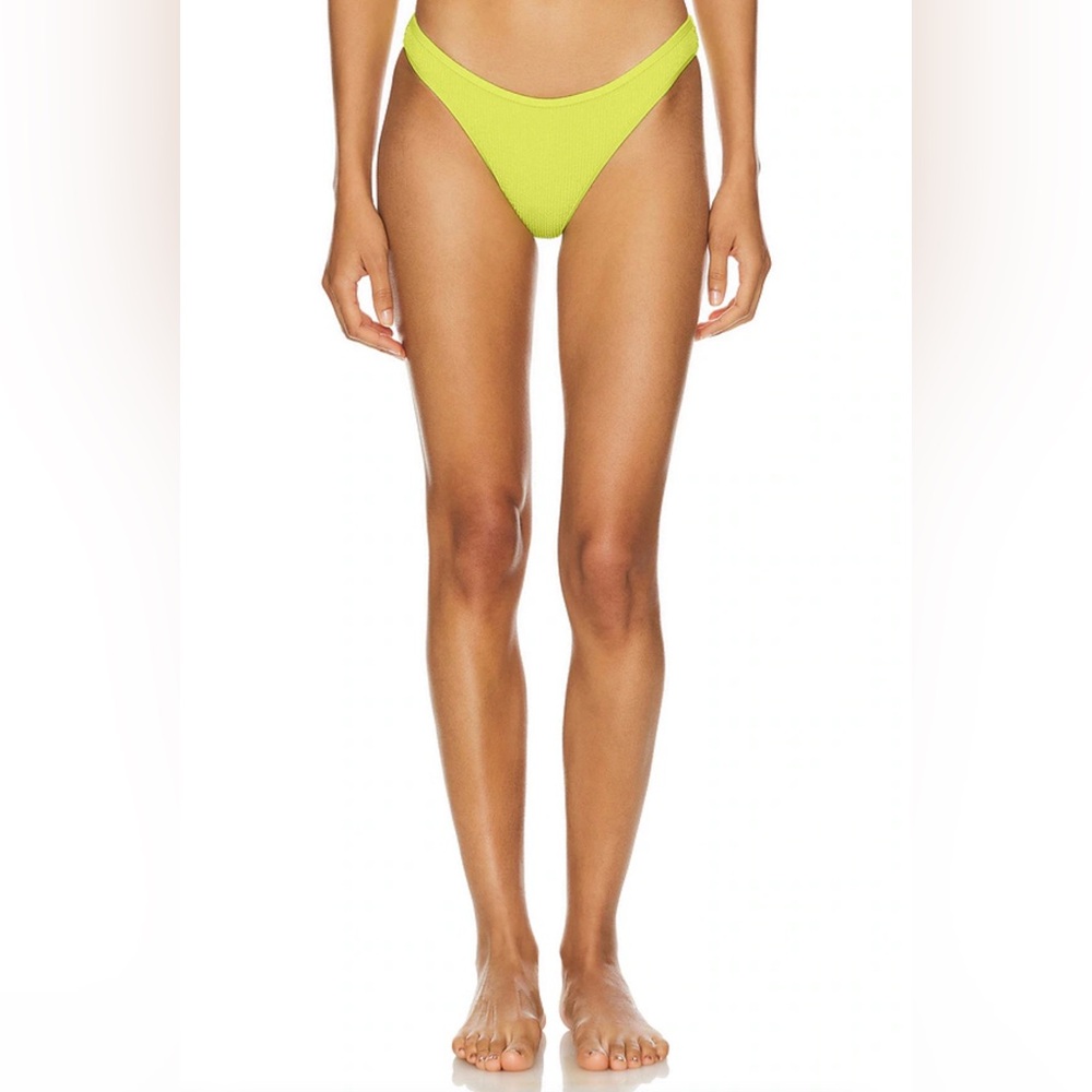 Good American Always Fits Bikini Bottom in Palo Verde Lime Green Swim Bottom